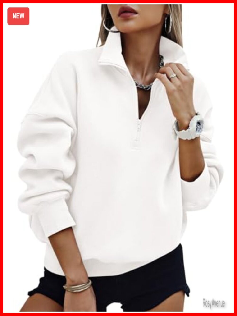 Half Zip Oversized Sweatshirt Fleece Hoodie Pullover Loose Fit Casual